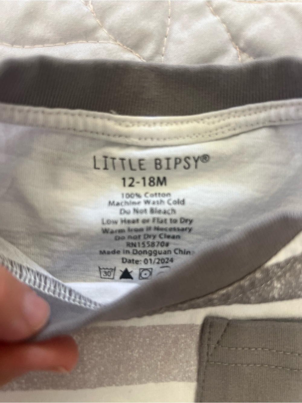 Little Bipsy Gray & White Striped Pocket Tee - Picture 2 of 2